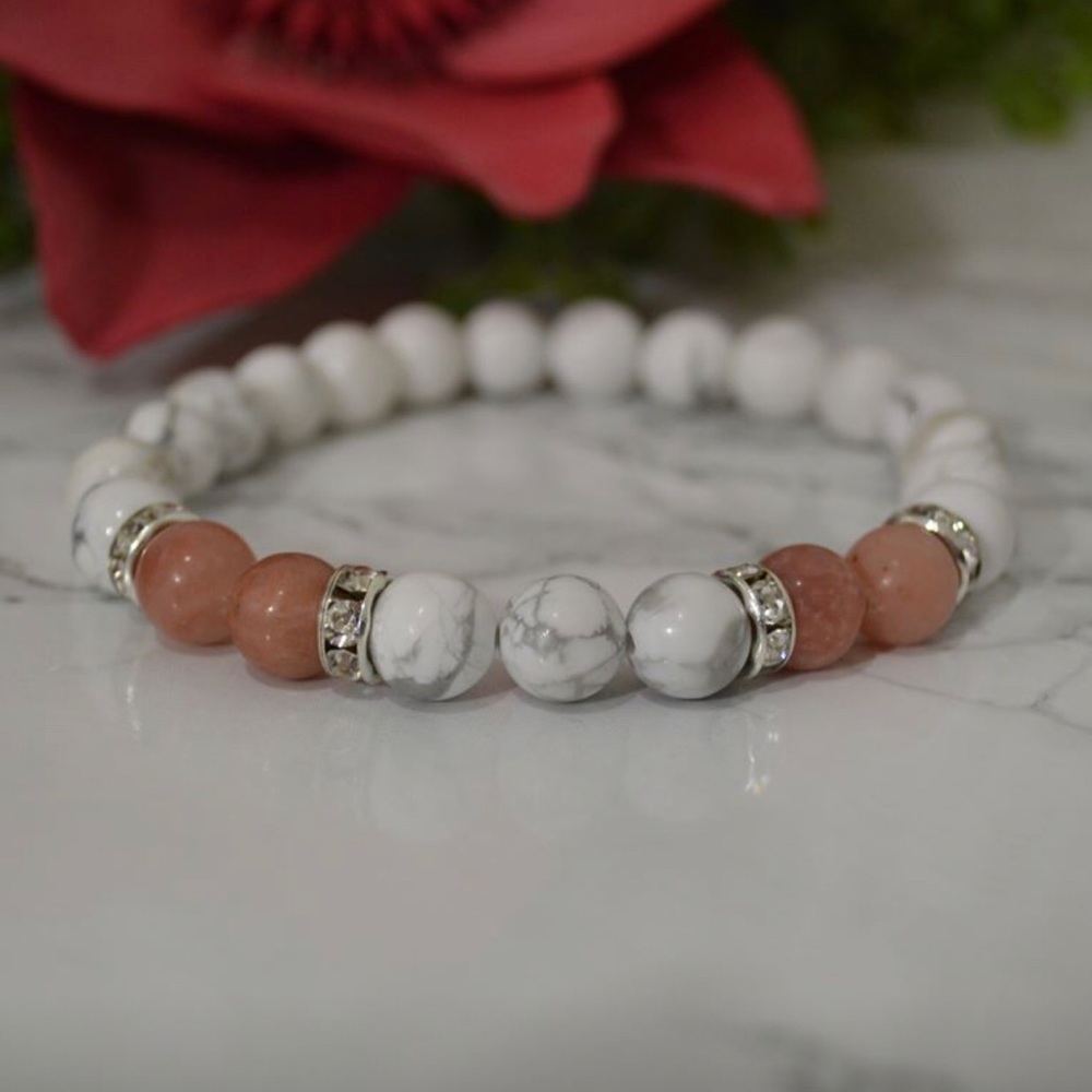 Pink Lepidolite and Howlite Bracelet
